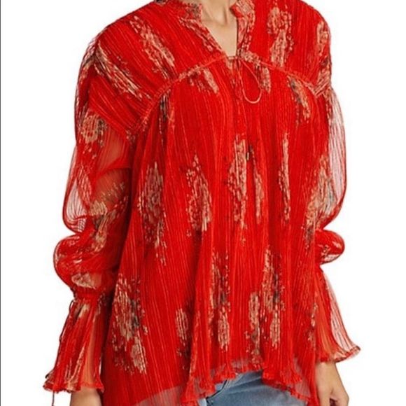 Free People Dahlia Tunic with Sleeve Detail in Vintage Floral Pop Combo Size XS - Picture 3 of 16